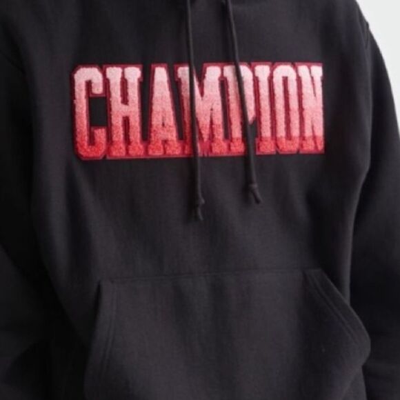 NEW UO Champion Gradient Collegiate Logo Black Hoodie Sweatshirt M Medium - Picture 2 of 4